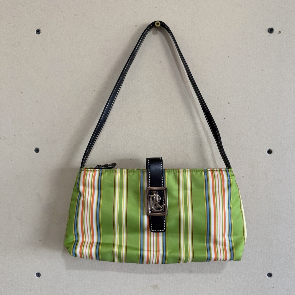 Vintage Y2K Lauren Ralph Lauren Striped Baguette Bag